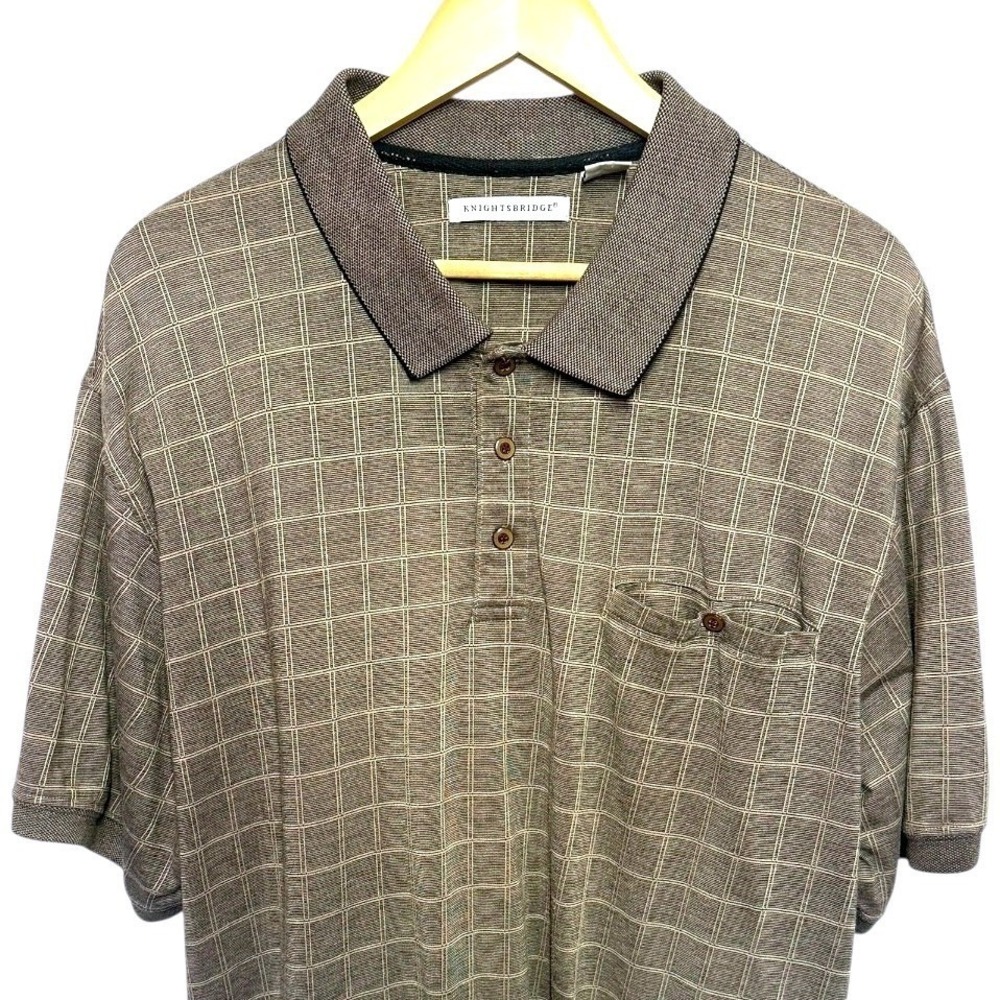 Knightsbridge‎ Mens Plaid Pocket Polo Shirt Size XL